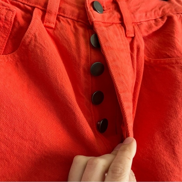 Mara Hoffman Georgina Straight Leg High Waist Jeans – Red Orange, Size 00 - Picture 6 of 8